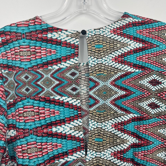 MISA Los Angeles Prism Print Slinky Swing Dress Long Sleeve Mosaic Southwestern - Picture 14 of 16